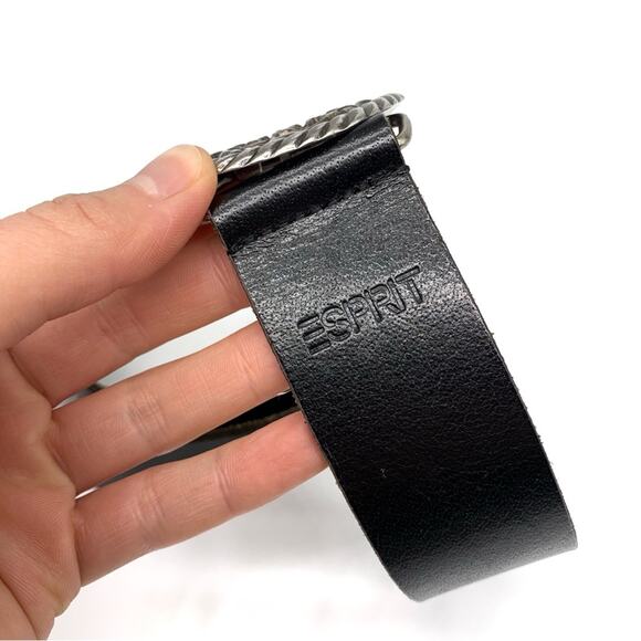ESPRIT Genuine Leather Belt Floral Belt Buckle Black Silver 80CM main image 6